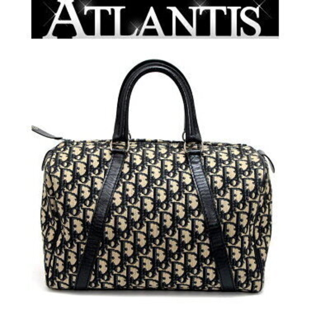 Christian Dior Trotter Boston Bag Navy Blue Jacquard
